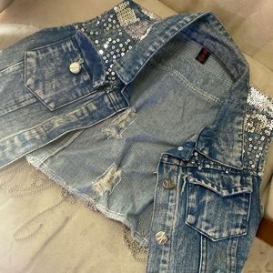 Sequins denim vest